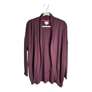 Sundry Red Blue Striped Long Sleeve Open Cardigan Sweater 2